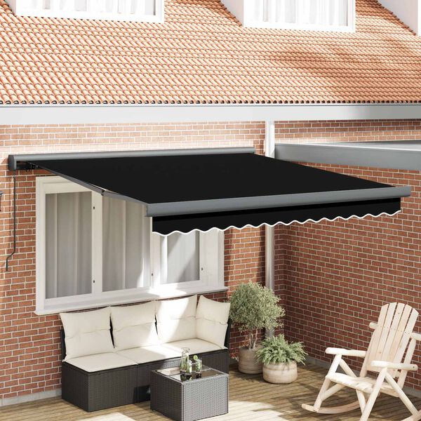 vidaXL Auvent R&eacute;tractable Noir 300 x 250 cm Tissu et M&eacute;tal