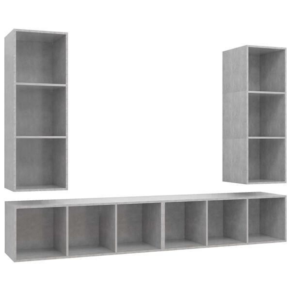 vidaXL Meubles TV muraux 4 pcs Gris b&eacute;ton Bois d'ing&eacute;nierie