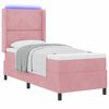 vidaXL Lit &agrave; ressorts avec matelas avec LED Rose 80 x 200 cm Velours