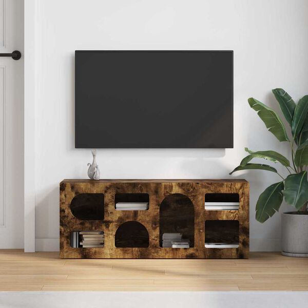 vidaXL Meuble TV Ch&ecirc;ne fum&eacute; 100 x 35 x 40 cm Bois d'ing&eacute;nierie