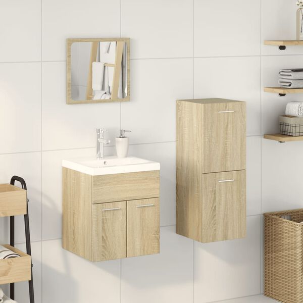 vidaXL Ensemble de meubles de salle de bain 3 pcs ch&ecirc;ne sonoma