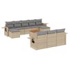 vidaXL Salon de jardin et coussins 11 pcs mélange beige résine tressée