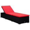 vidaXL Chaise longue avec coussin et table &agrave; th&eacute; R&eacute;sine tress&eacute;e Rouge