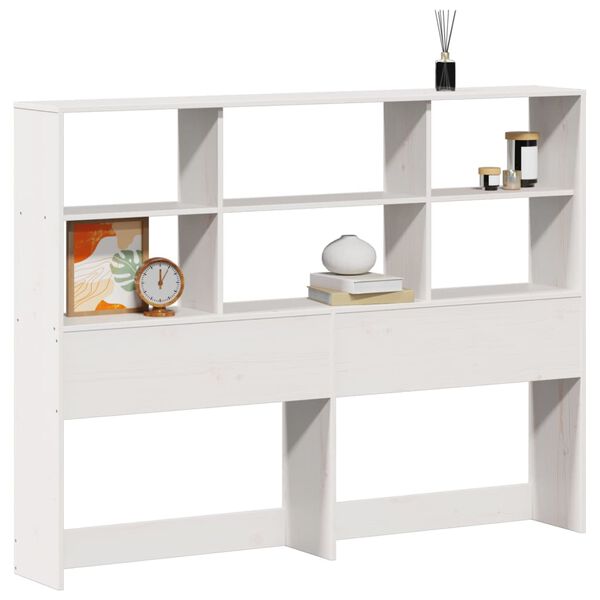 vidaXL T&ecirc;te de lit avec rangement blanc 160 cm bois massif de pin