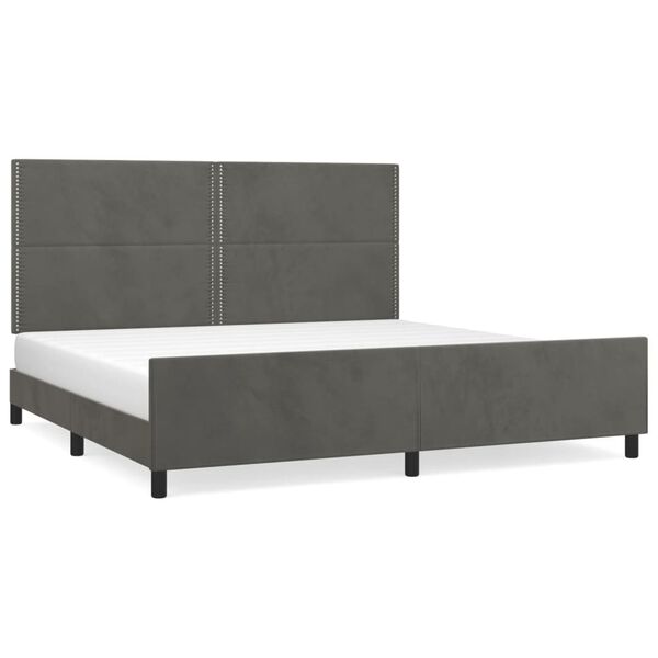 vidaXL Cadre de lit sans matelas gris fonc&eacute; 200x200 cm velours