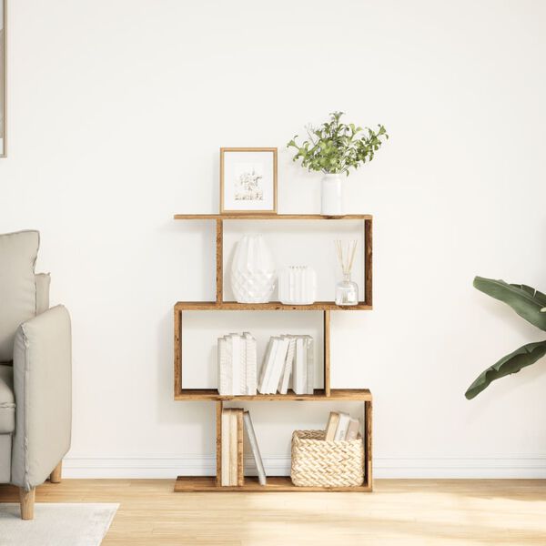 vidaXL &Eacute;tag&egrave;re s&eacute;paratrice de pi&egrave;ce &agrave; 3 niveaux vieux bois 70x24x97 cm