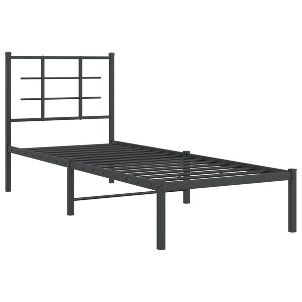 vidaXL Cadre de lit m&eacute;tal sans matelas avec t&ecirc;te de lit noir 75x190 cm