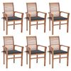 vidaXL Chaises &agrave; manger lot de 6 avec coussins anthracite Teck solide