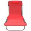 vidaXL Chaises longues pliables lot de 2 rouge textil&egrave;ne et acier