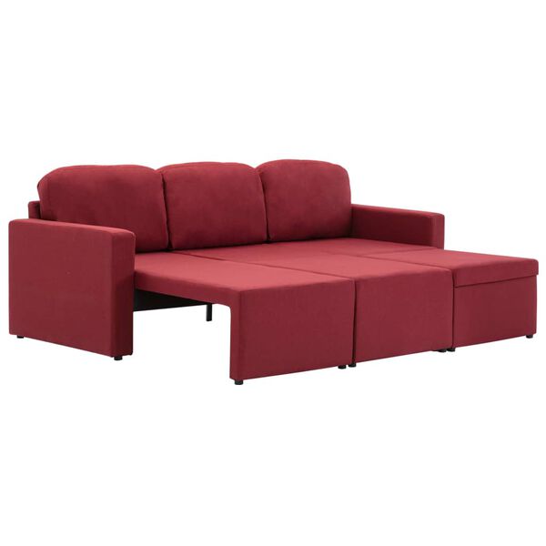 vidaXL Canapé-lit modulaire 3 places Rouge bordeaux Tissu
