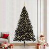 vidaXL Sapin de No&euml;l artificiel pr&eacute;-&eacute;clair&eacute; Noir 240 cm PVC