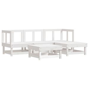 vidaXL Salon de jardin 5 pcs blanc bois massif de pin