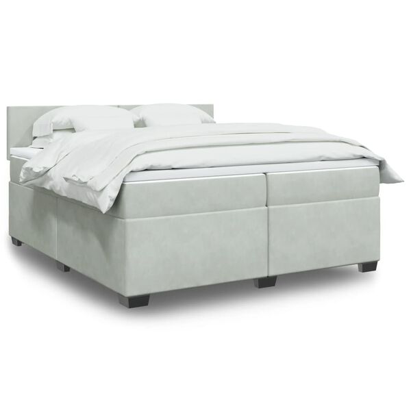 vidaXL Sommier &agrave; lattes de lit et matelas Gris clair 200x200cm Velours