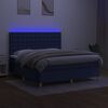 vidaXL Sommier &agrave; lattes de lit et matelas et LED Bleu 180x200 cm Tissu