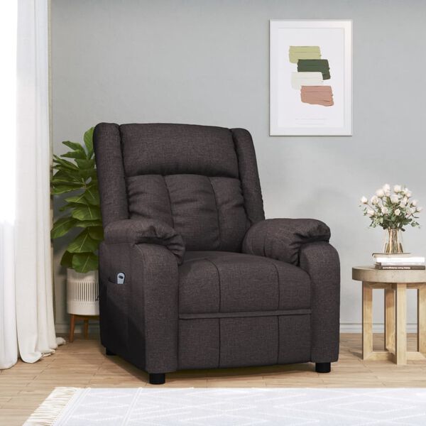vidaXL Fauteuil inclinable &eacute;lectrique Marron fonc&eacute; Tissu