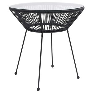 vidaXL Table &agrave; manger de jardin Noir &Oslash;70x74 cm Rotin et verre