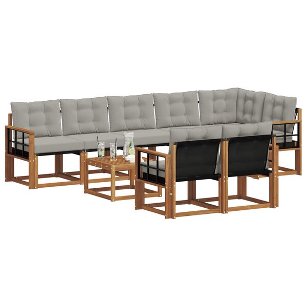 vidaXL Ensemble de canap&eacute;s d'ext&eacute;rieur 9 pcs Gris Naturel et Clair