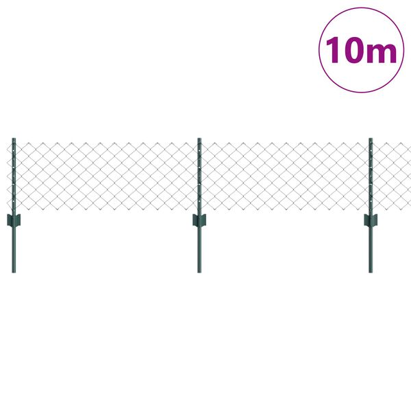 vidaXL Cl&ocirc;ture avec poteau Vert 0,4 x 10 m Acier et PVC