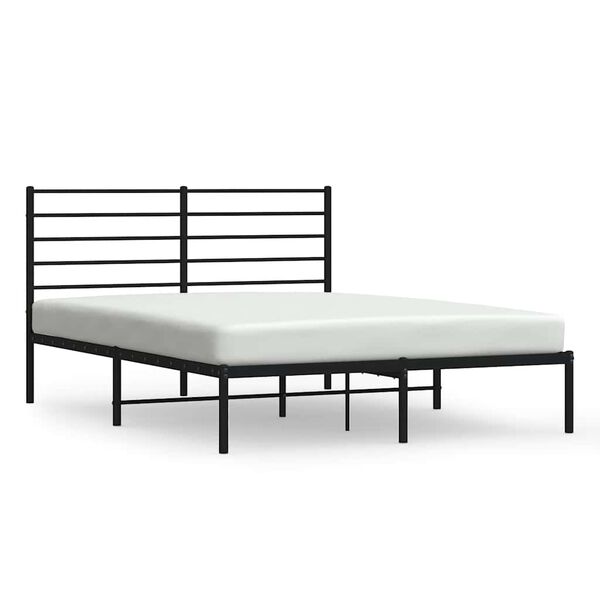 vidaXL Cadre de lit m&eacute;tal sans matelas avec t&ecirc;te de lit noir 140x200cm
