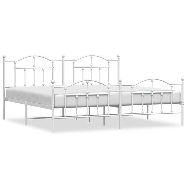 vidaXL Cadre de lit métal sans matelas et pied de lit blanc 193x203 cm
