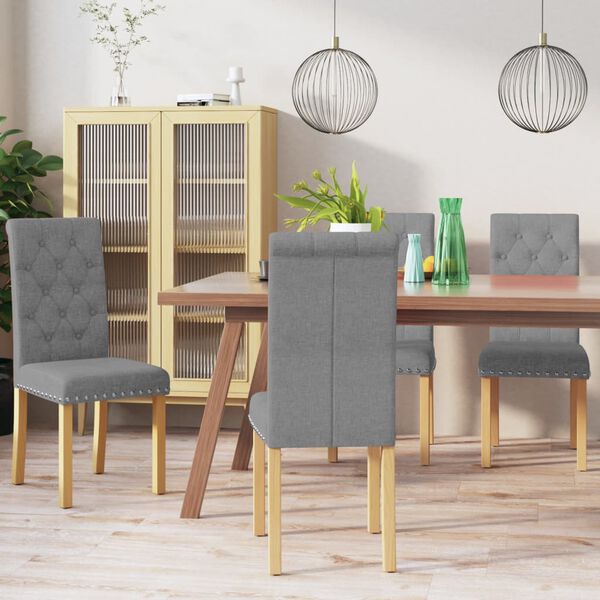 vidaXL Chaises &agrave; manger lot de 4 gris clair tissu