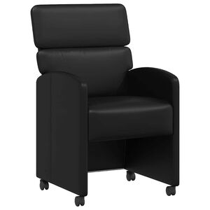 vidaXL Chaises de Salle &agrave; Manger avec Roues 2 pc Simili cuir Noir