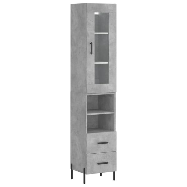 vidaXL Buffet haut Gris b&eacute;ton 34,5x34x180 cm Bois d'ing&eacute;nierie