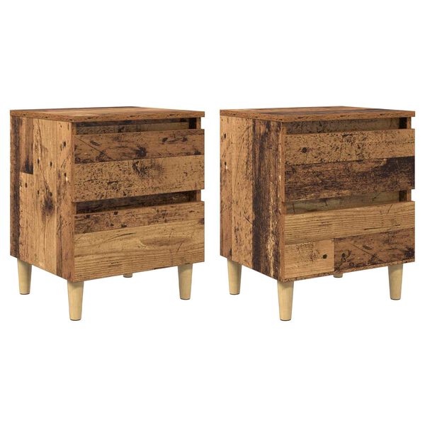 vidaXL Meubles de lit avec tiroir 2 pcs Bois Ancien 40 x 35 x 50 cm
