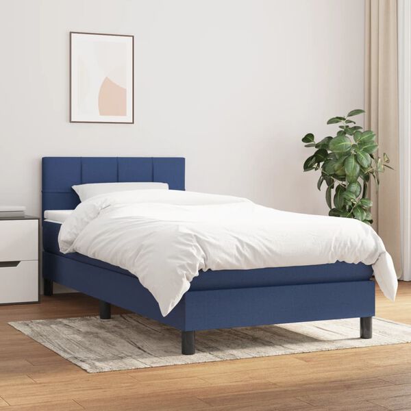 vidaXL Sommier &agrave; lattes de lit avec matelas Bleu 80x200 cm Tissu