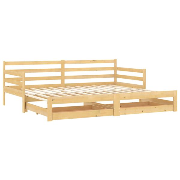 vidaXL Lit coulissant sans matelas 2x(90x200) cm Bois de pin massif