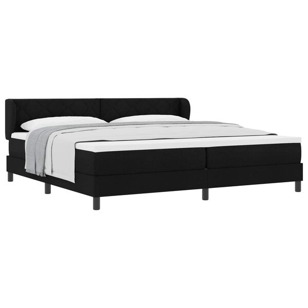 vidaXL Lit &agrave; ressorts avec matelas Noir 200 x 200 cm tissu