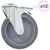 vidaXL 12 pcs Roulettes pivotantes &agrave; trou de boulon 125 mm
