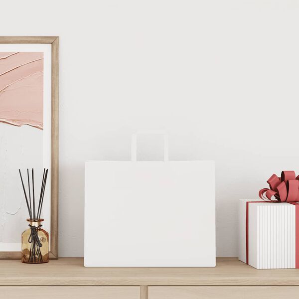 vidaXL Sacs en papier 50 pcs avec poign&eacute;es blanc 32x22x24 cm