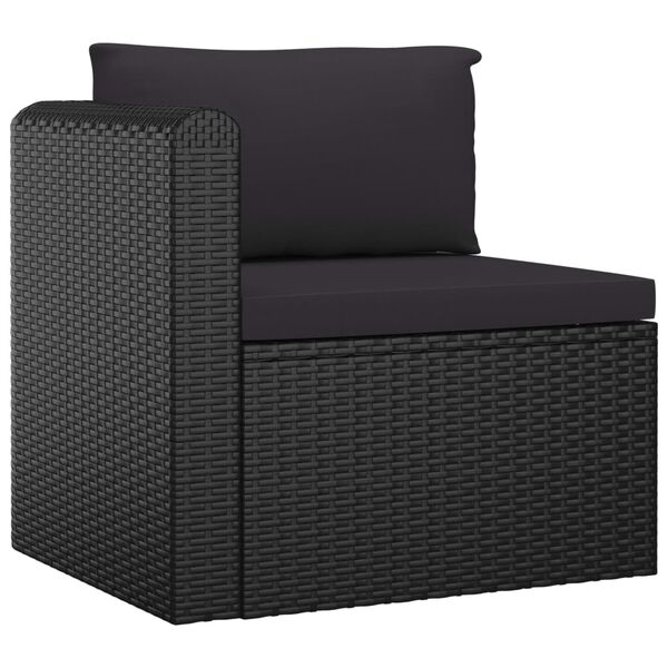 vidaXL Salon de jardin 7 pcs avec coussins R&eacute;sine tress&eacute;e Noir