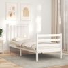 vidaXL Cadre de lit sans matelas blanc bois massif