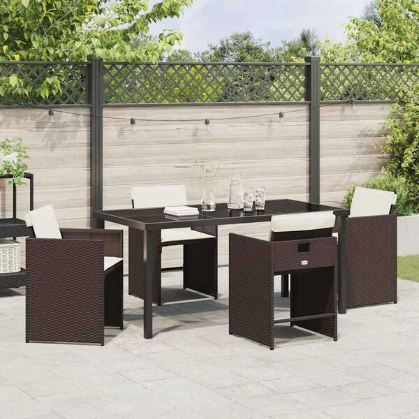 vidaXL Ensemble de salle &agrave; manger pour jardin 5 pcs Marron polyrotin