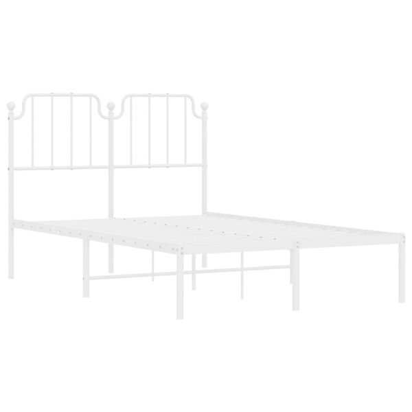vidaXL Cadre de lit m&eacute;tal sans matelas et t&ecirc;te de lit blanc 120x190 cm