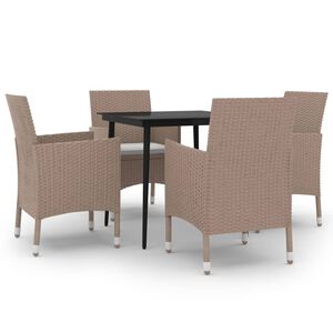vidaXL Ensemble &agrave; manger de jardin coussins 5 pcs R&eacute;sine tress&eacute;e Verre