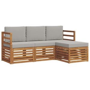 vidaXL Ensemble de canap&eacute;s d'ext&eacute;rieur 4 pcs Gris Naturel et Clair