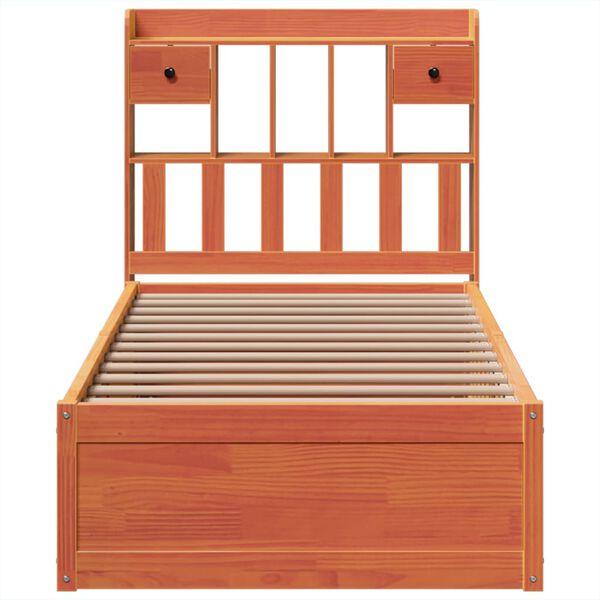 vidaXL Cadre de lit sans matelas cire marron 75x190 cm bois pin massif