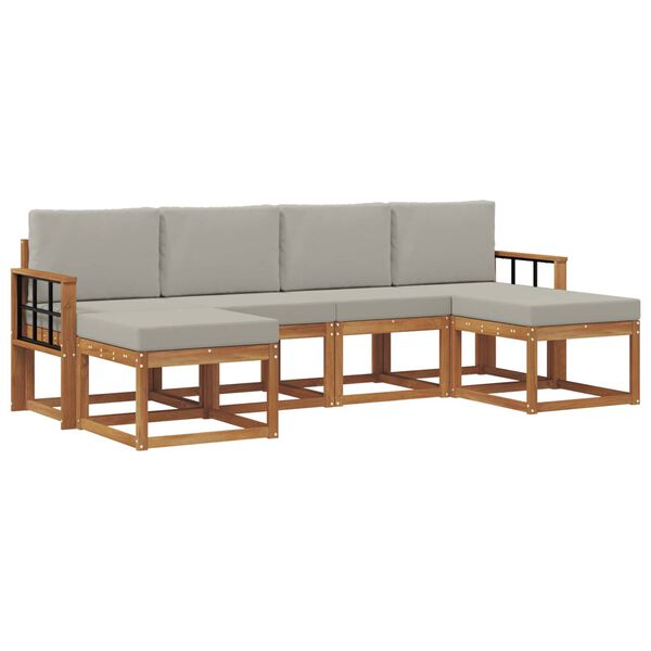 vidaXL Ensemble de canap&eacute;s d'ext&eacute;rieur 6 pcs Gris Naturel et Clair