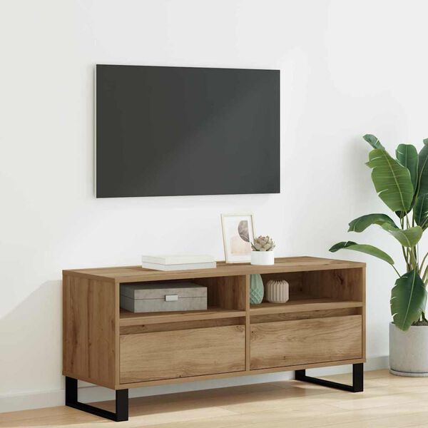 vidaXL Meuble TV avec tiroir Ch&ecirc;ne artisanal 100 x 34,5 x 44,5 cm