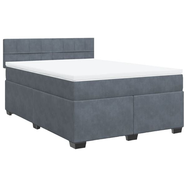 vidaXL Sommier &agrave; lattes de lit et matelas Gris fonc&eacute; 140x190cm Velours