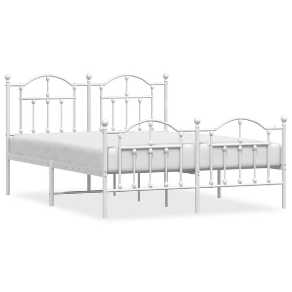 vidaXL Cadre de lit m&eacute;tal sans matelas et pied de lit blanc 150x200 cm