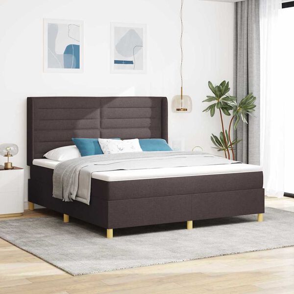 vidaXL Lit &agrave; ressorts avec matelas Marron 140 x 200 cm tissu
