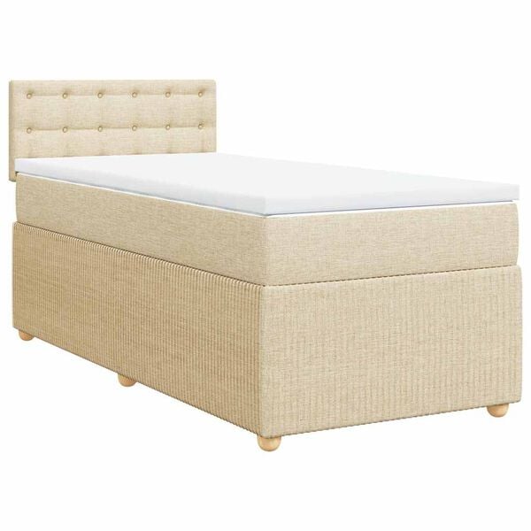 vidaXL Sommier &agrave; lattes de lit avec matelas Cr&egrave;me 80x200 cm Tissu