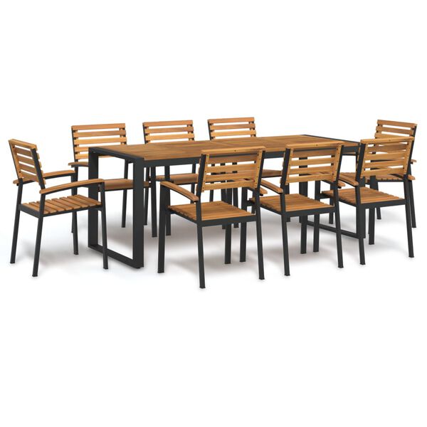vidaXL Ensemble à manger de jardin 9 pcs bois d'acacia solide et métal