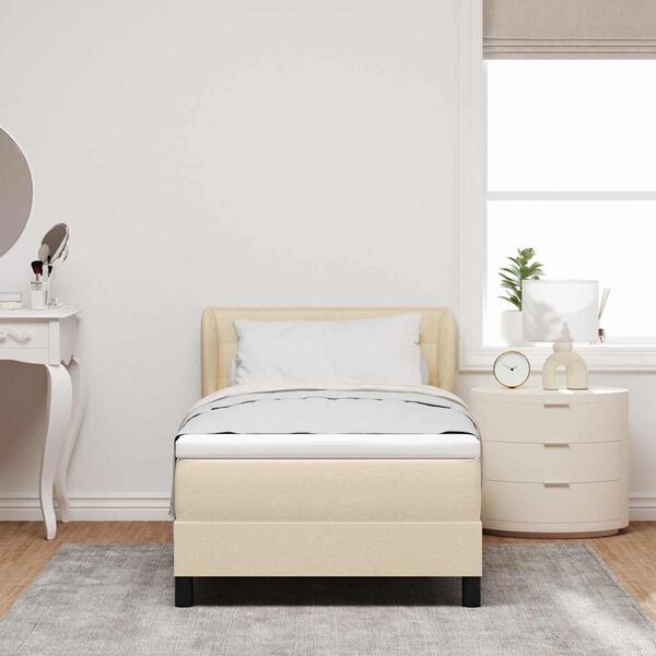 vidaXL Lit &agrave; ressorts avec matelas Cr&egrave;me 90 x 190 cm tissu