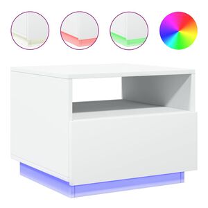 vidaXL Table basse avec lumi&egrave;res LED blanc 50x49x40 cm