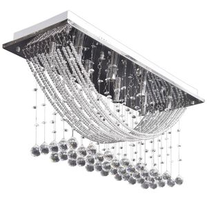 Plafonnier avec perles en verre cristal &Eacute;tincelant Blanc 8 x G9 29 cm